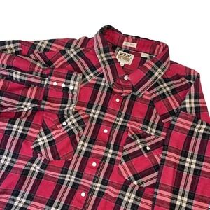 Ely Cattleman Men's Flannel Western Pearl Snap 3XLT Tall Man Vintage Red Barn